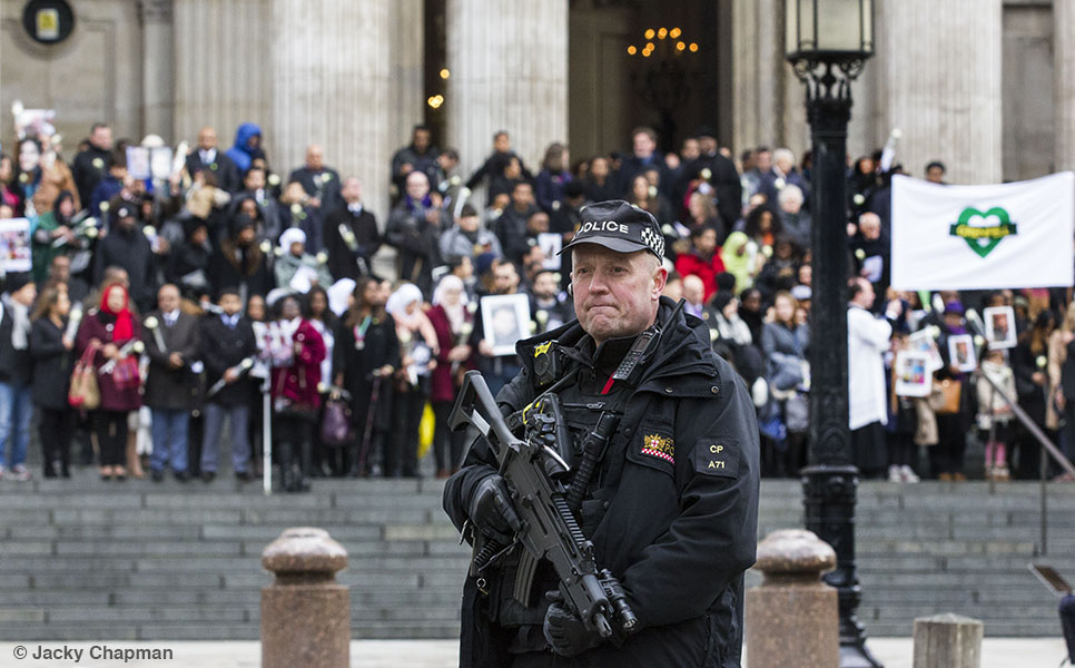Armed police outside St Paul’s Cathedral